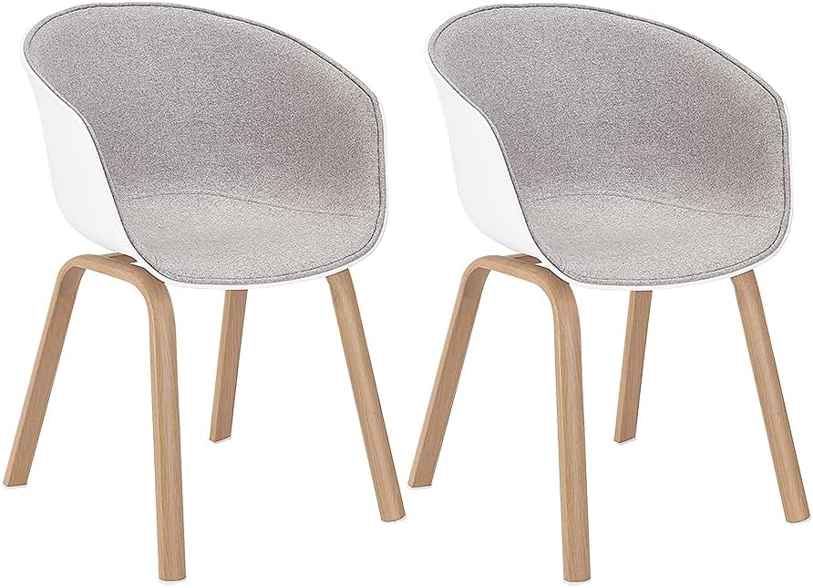 Mid Century Molded Plastic Shell Arm Chair 2 PCs Pack-Light White Y349708