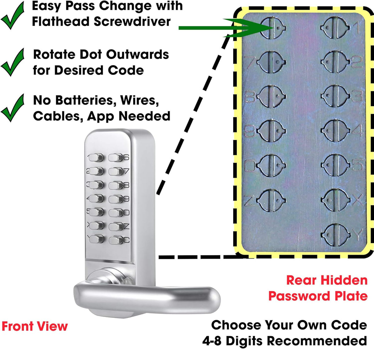 14 Digit Keypad Mechanical Door Lock Lever Set T6269