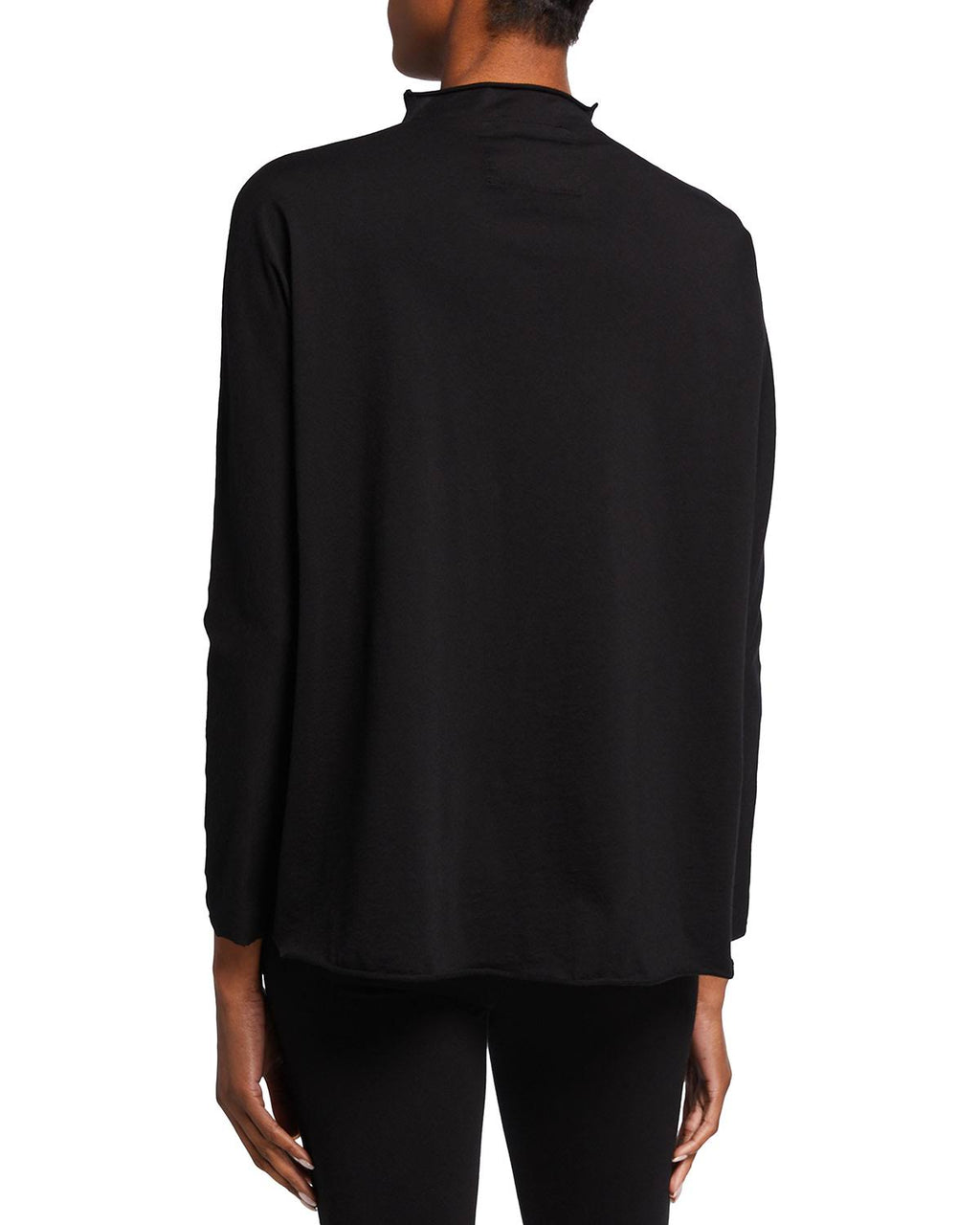 Black Long-Sleeve Funnel Neck Capelet G969620