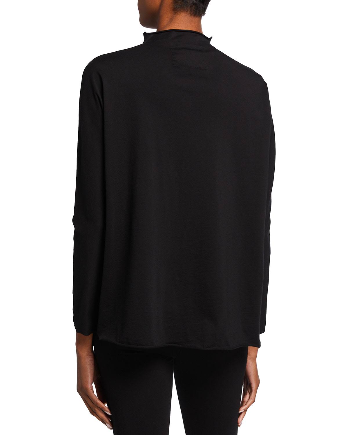 Black Long-Sleeve Funnel Neck Capelet G969620