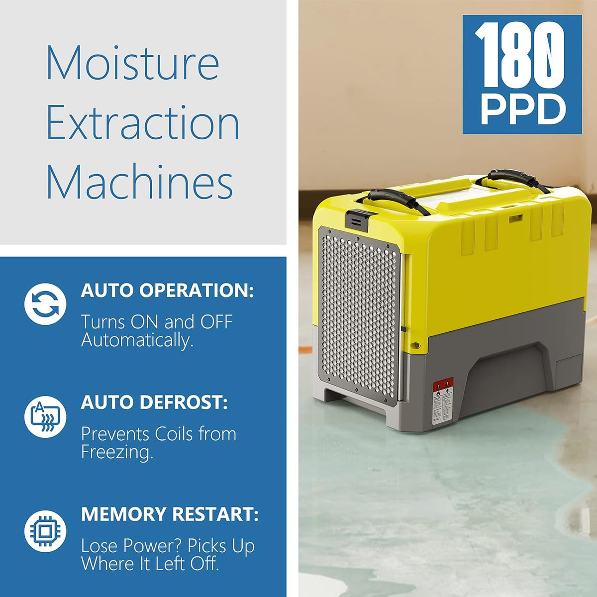180 PPD Commercial Dehumidifier with Pump Drain Hose J174304