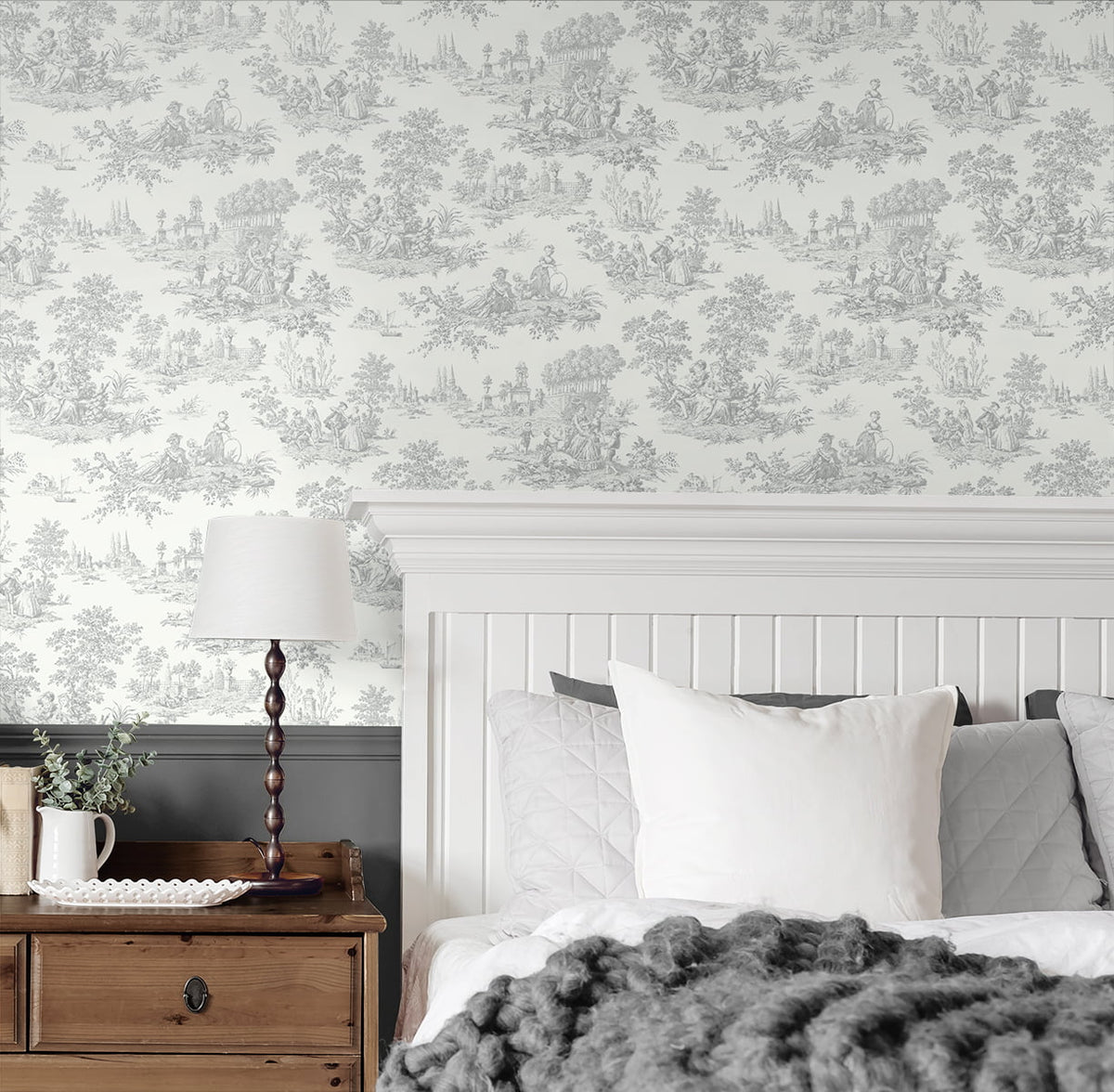 Grey Toile Peel and Stick Wallpaper N491