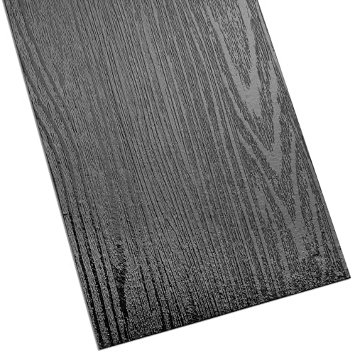 Black Peel and Stick Vinyl Floor Tile 18-Planks 6x36 N303