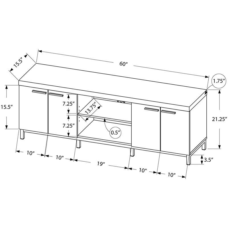 60x22 TV Console with 2 Storage Cabinets in White and Gray Y73827