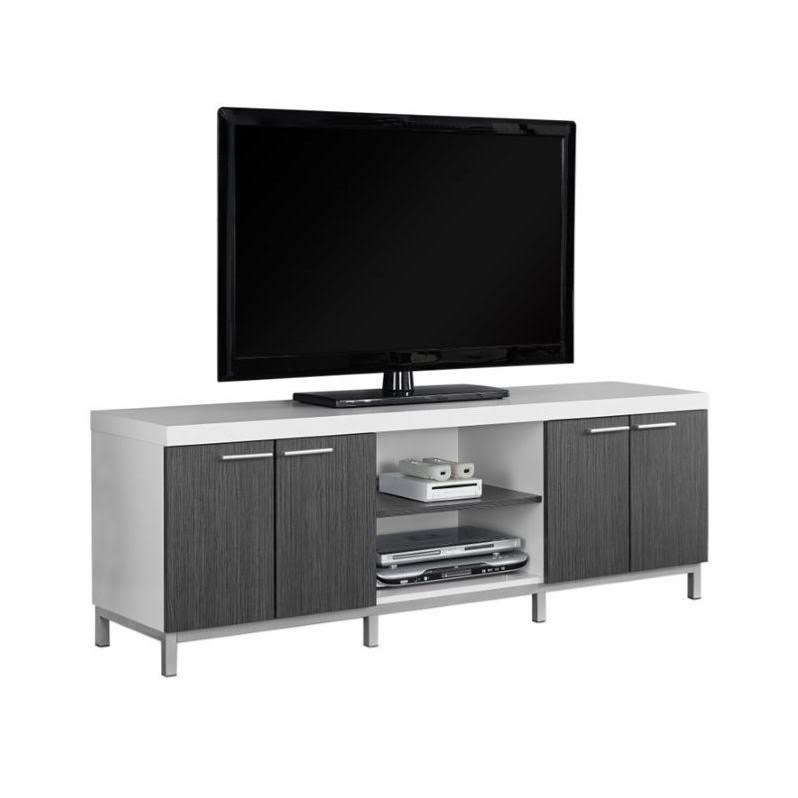 60x22 TV Console with 2 Storage Cabinets in White and Gray Y73827
