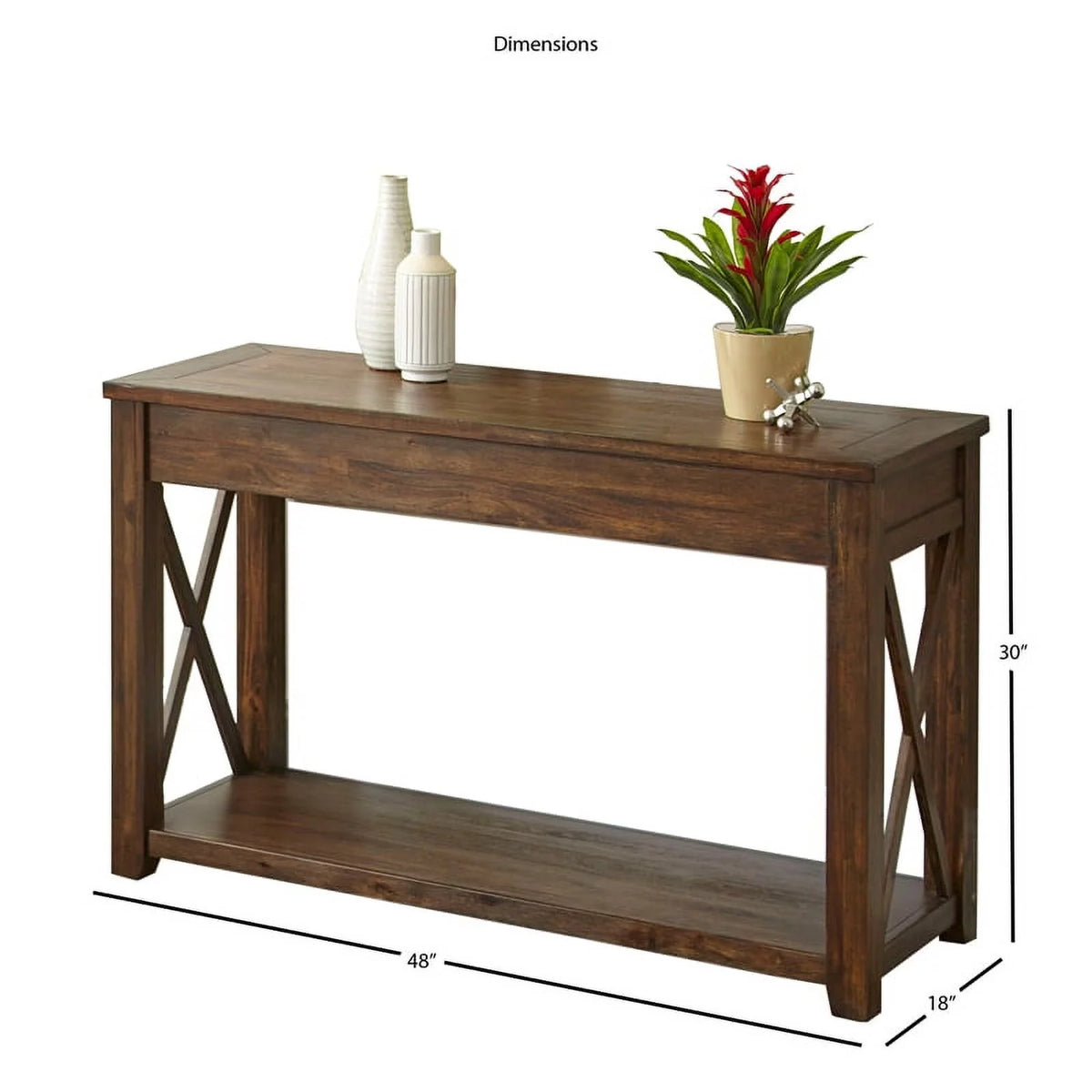 Rustic Wood Console Table in Mocha Brown Oak L3910