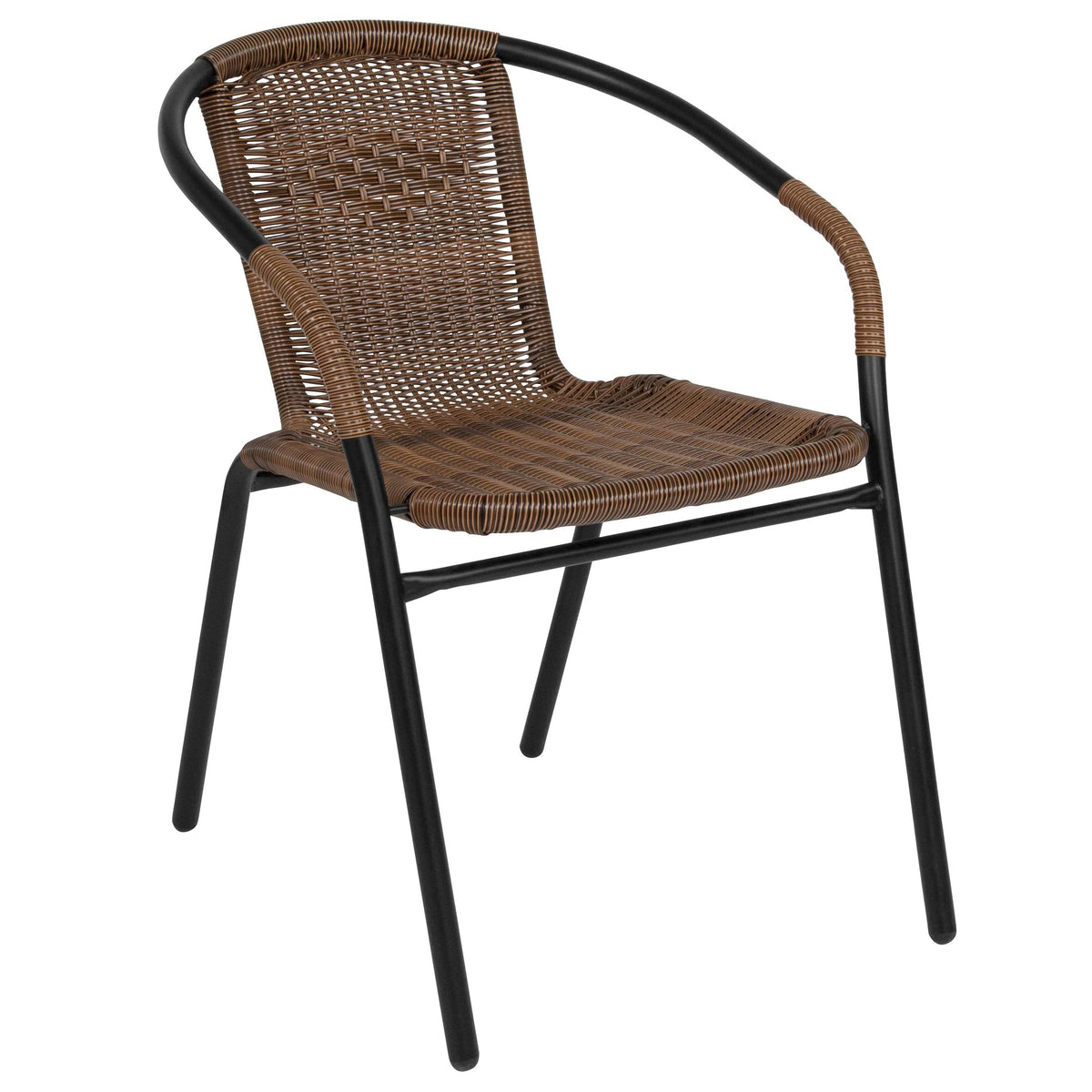 28'' Square Glass Metal Table with Black Rattan Edging N757