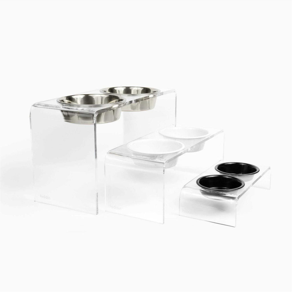 Large Clear Double Bowl Pet Feeder J5647