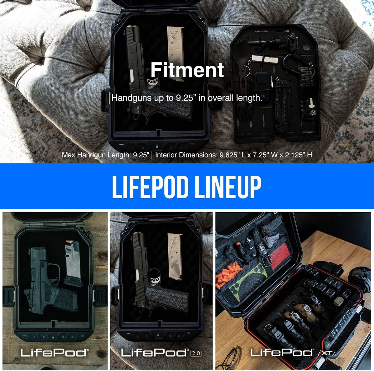 Waterproof Electronic Lock Portable Handgun Case with Backlit Keypad K498791