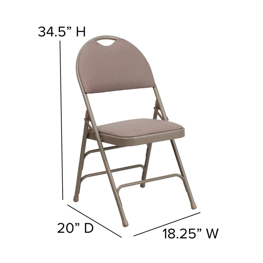 Beige Fabric Metal Folding Chair W2753