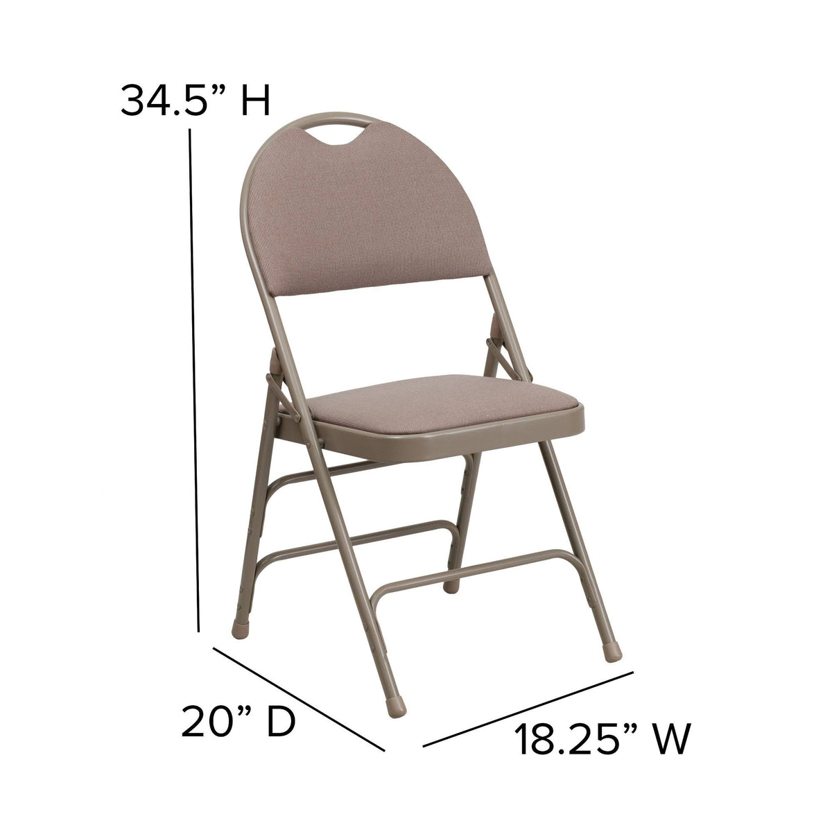 Beige Fabric Metal Folding Chair W2753