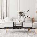 Modern Coffee Table with Storage Wooden Center Table, White F45411