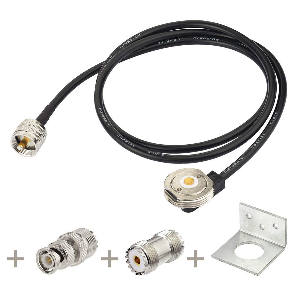 Antenna Mount to PL-259 Cable with L-Bracket and BNC Adapter K122