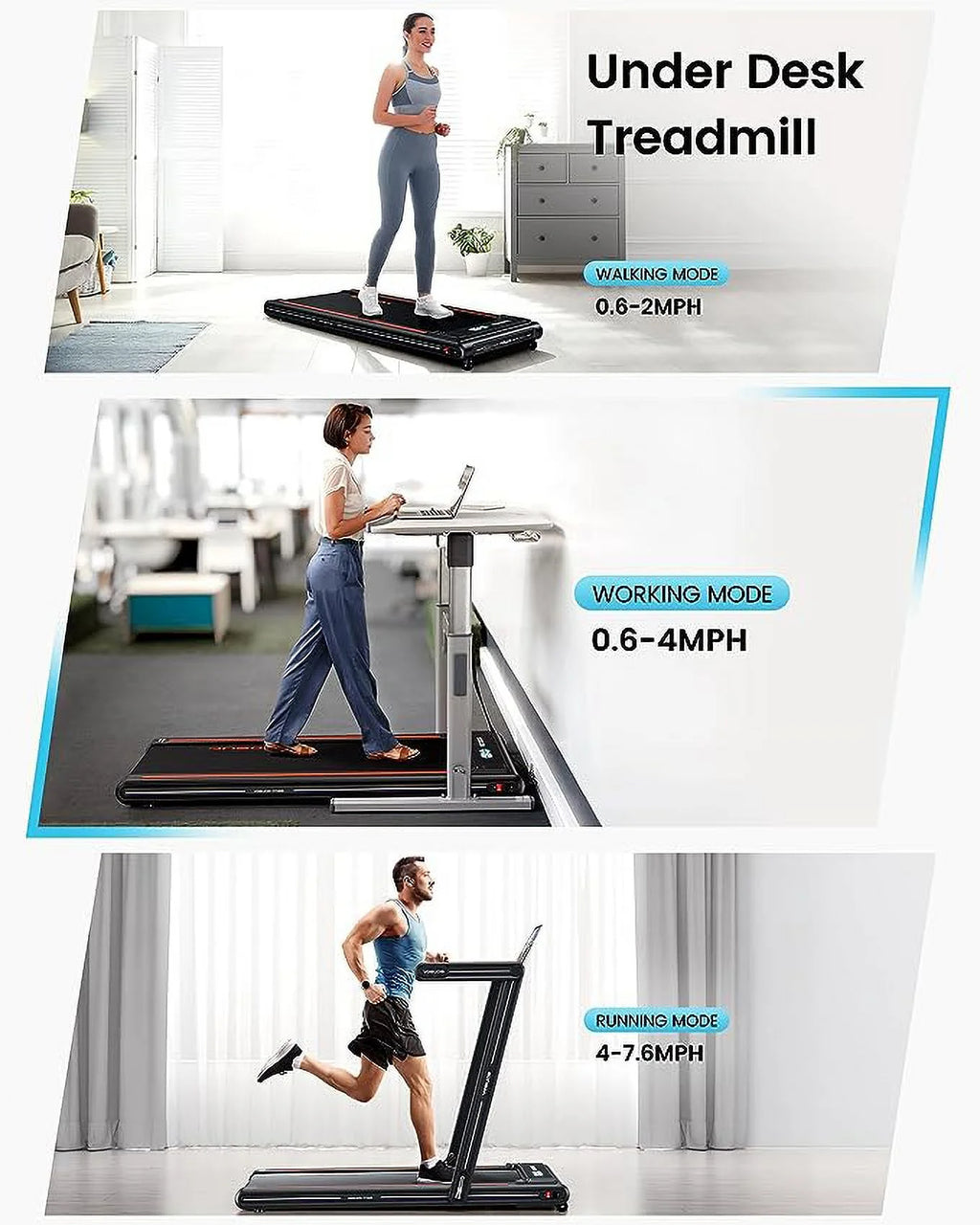 2.5HP Walking Pad Treadmill with Remote Control J52388