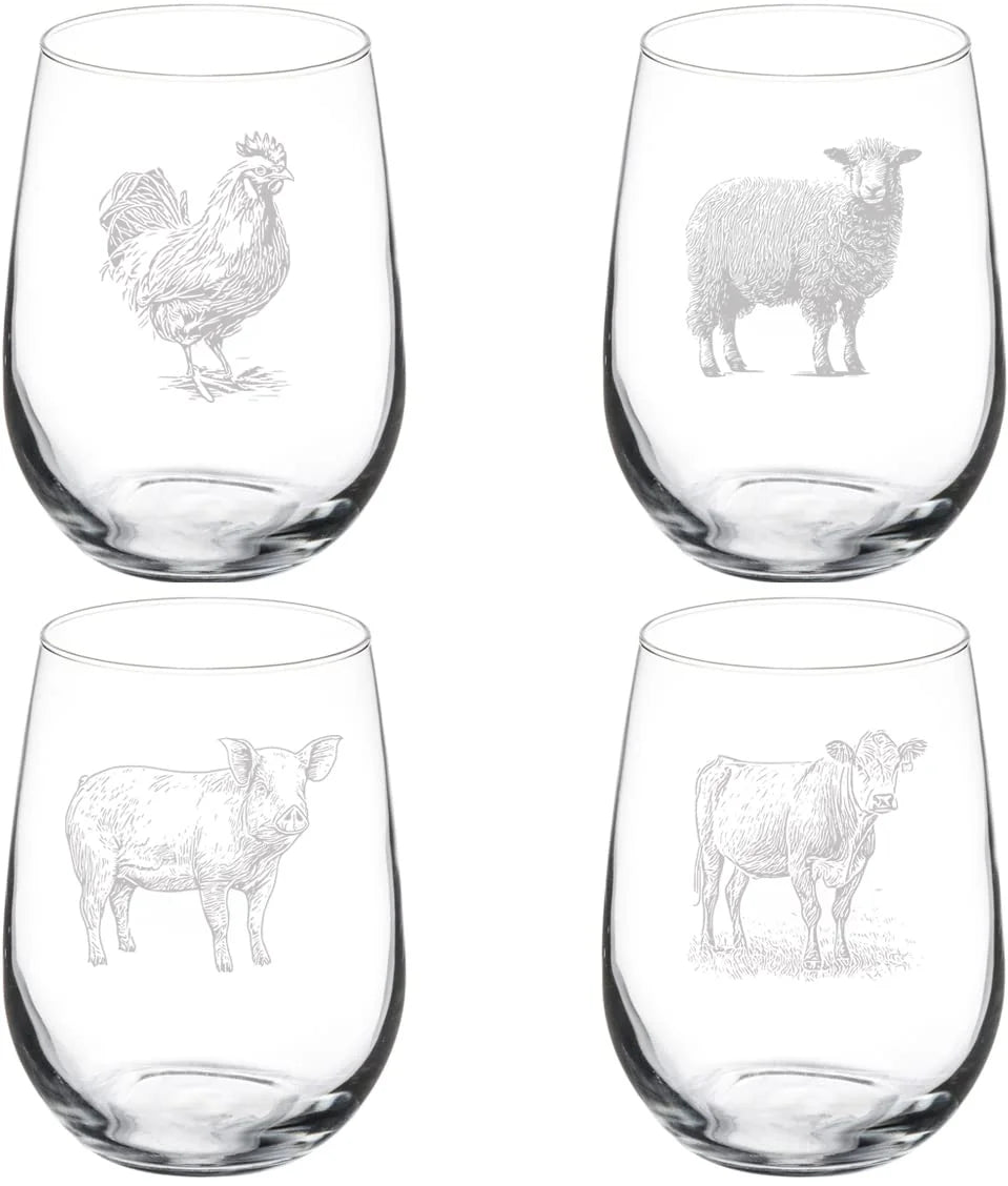 Set of 4 Stemless Wine Glasses T25823