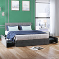Queen Size Upholstered Platform Bed Frame with 4 Storage Drawers T6781