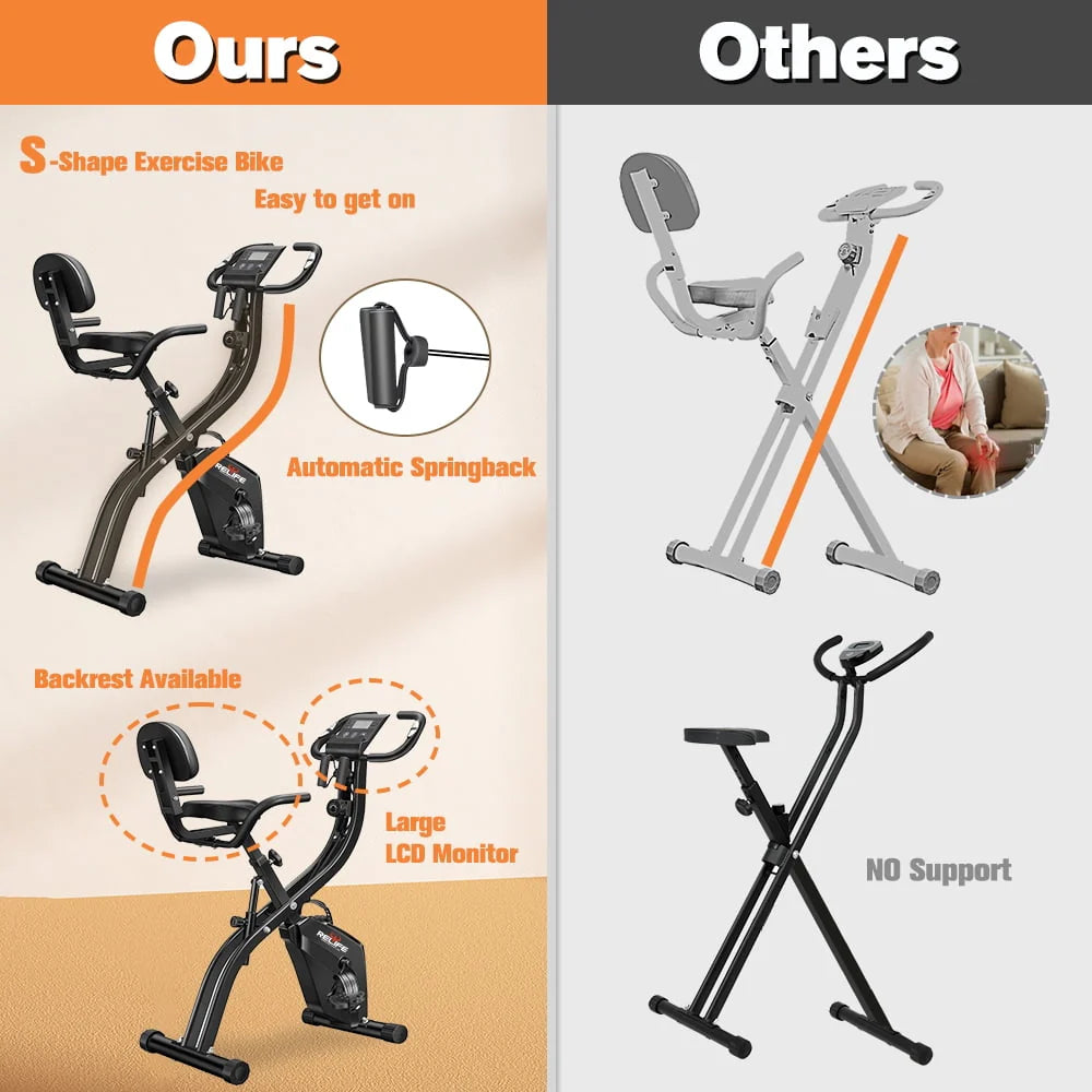 Folding Portable Exercise Bike with Arm Resistance Band S7315