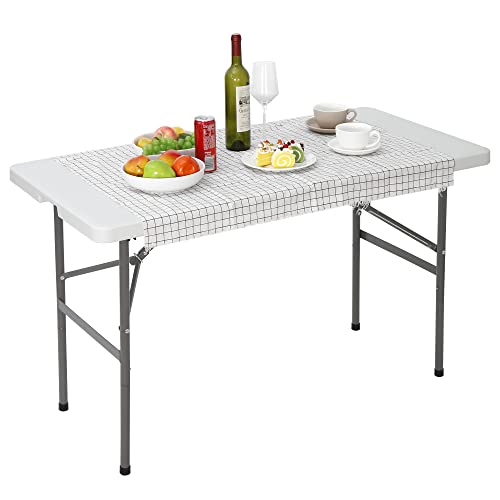 6 ft White Plastic Folding Table with Steel Legs H21848