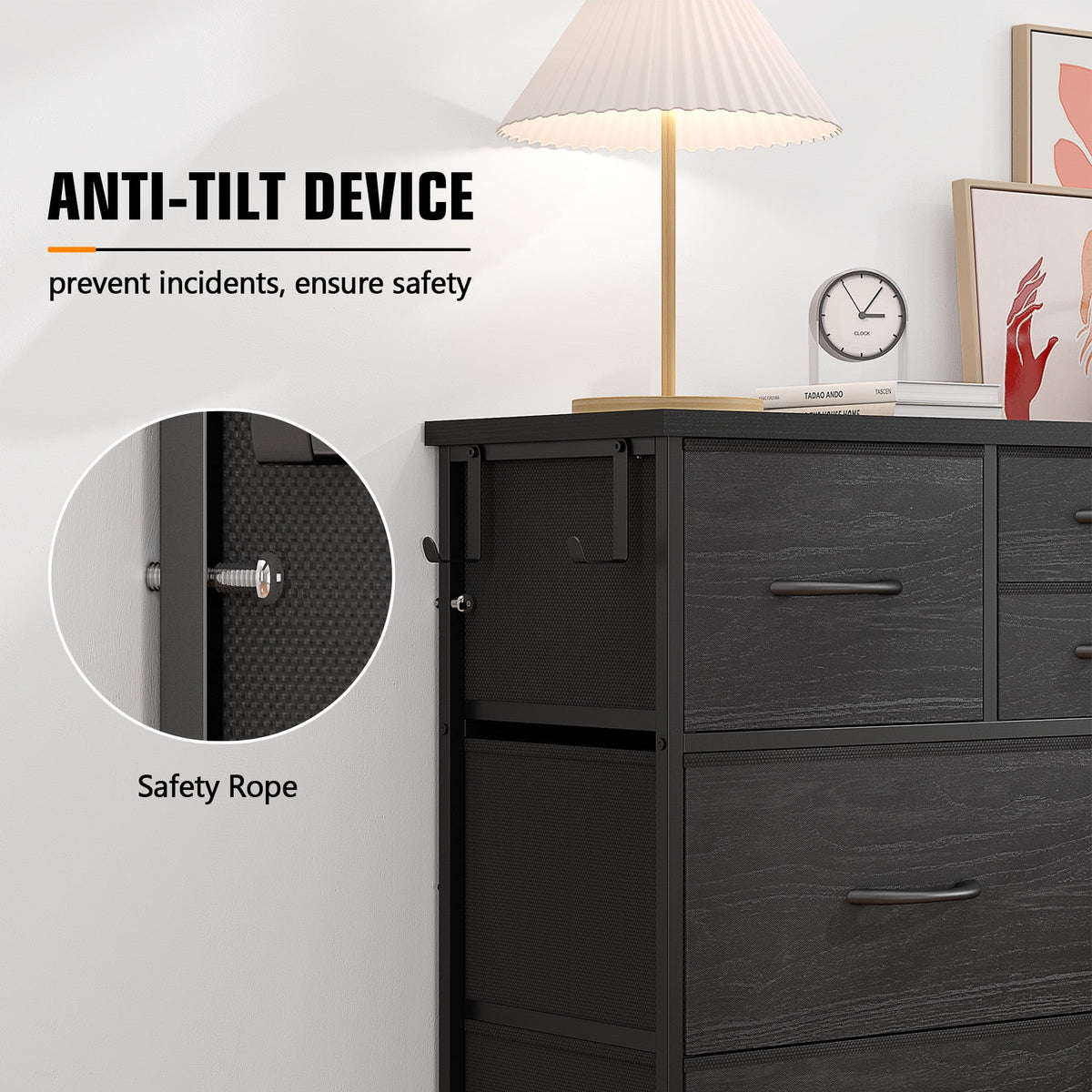 Brown 10 Drawer Fabric Dresser T1646
