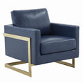 Navy Blue Leather Accent Chair M6082