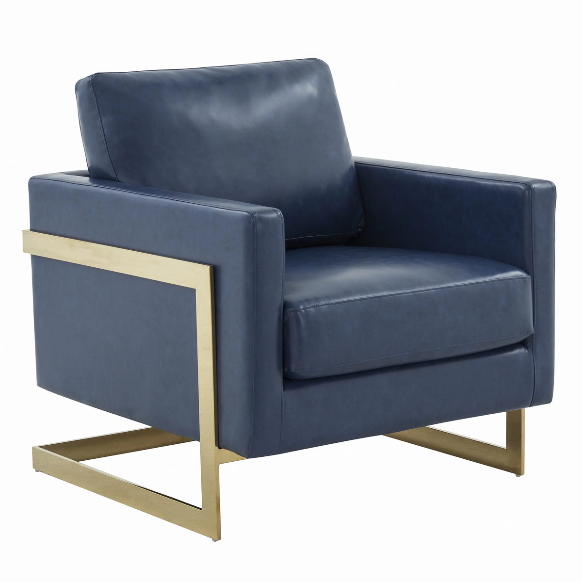 Navy Blue Leather Accent Chair M6082