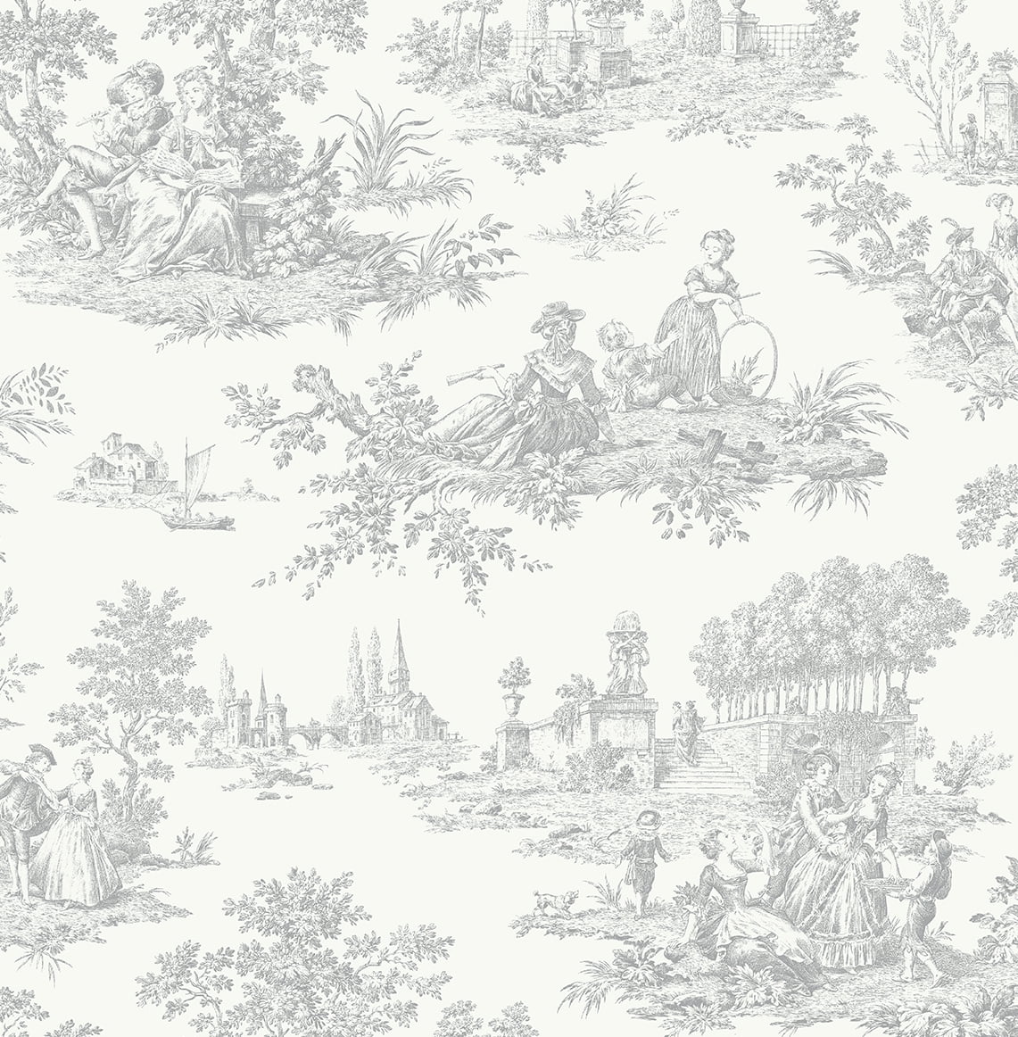 Grey Toile Peel and Stick Wallpaper N491