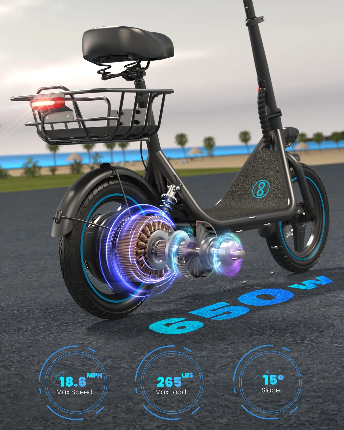 650W Electric Scooter with Seat H989496