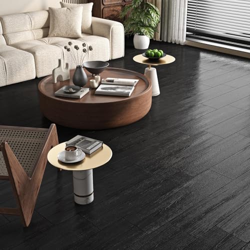 Black Peel and Stick Vinyl Floor Tile 18-Planks 6x36 N303