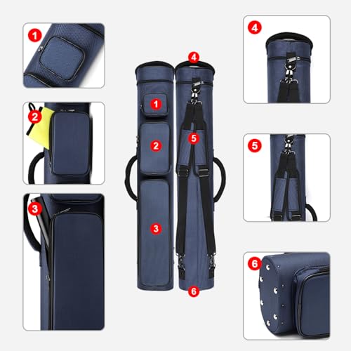 12-Hole Nylon Pool Cue Case, Black/Blue O60349