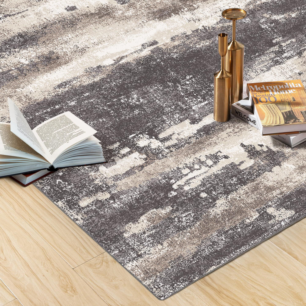 5x7 Abstract Machine Washable Area Rug S829