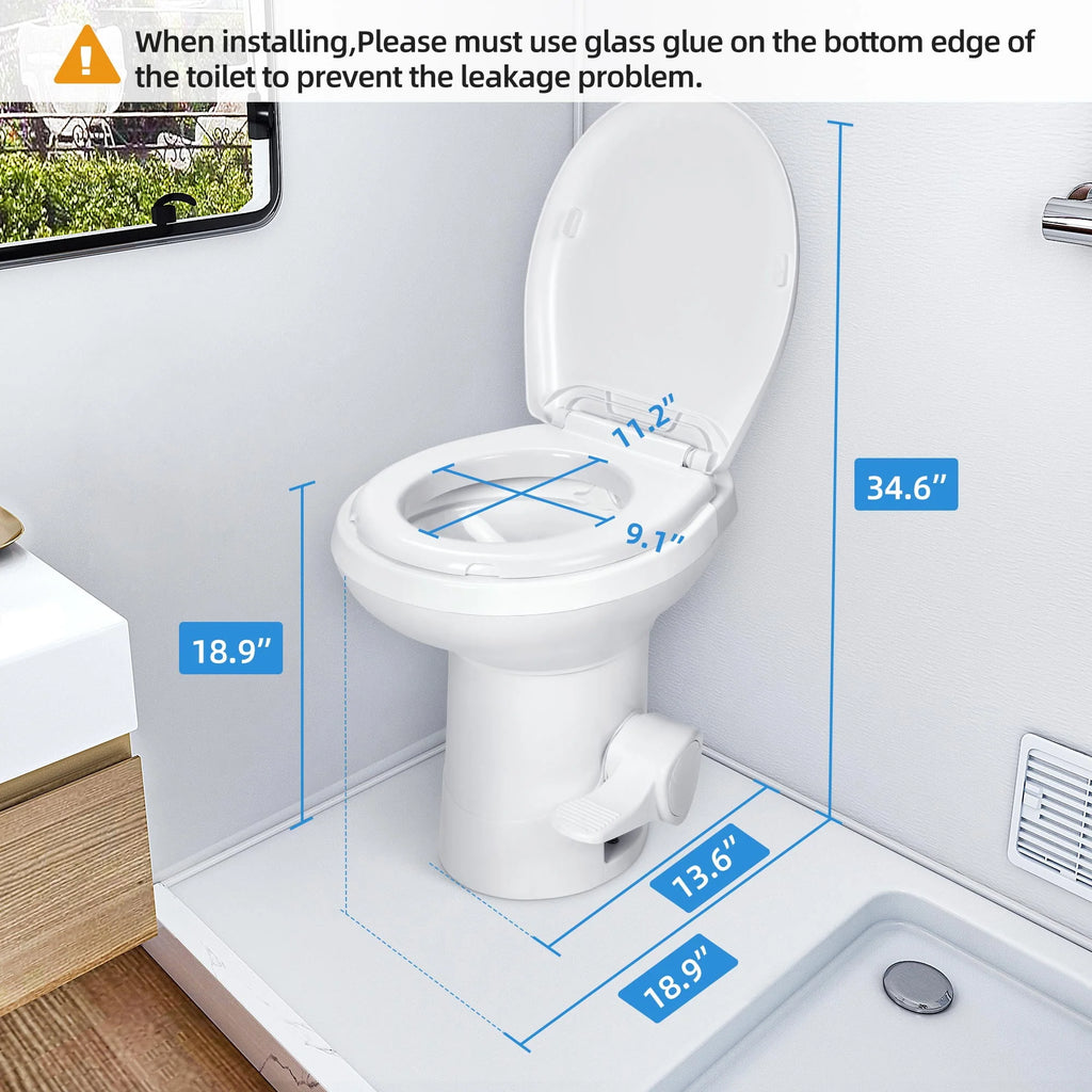 Portable RV Toilet with Pedal Flush White B14703