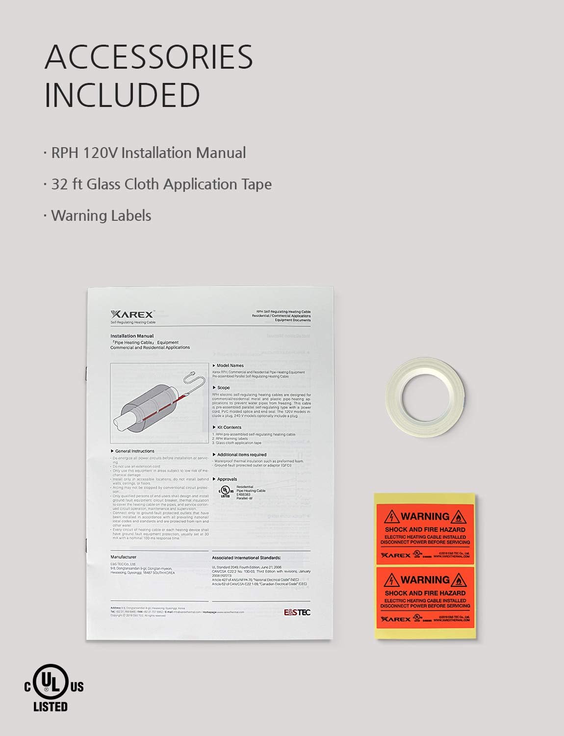 120V 18ft Self-Regulating Heat Cable with Glass Tape X50880
