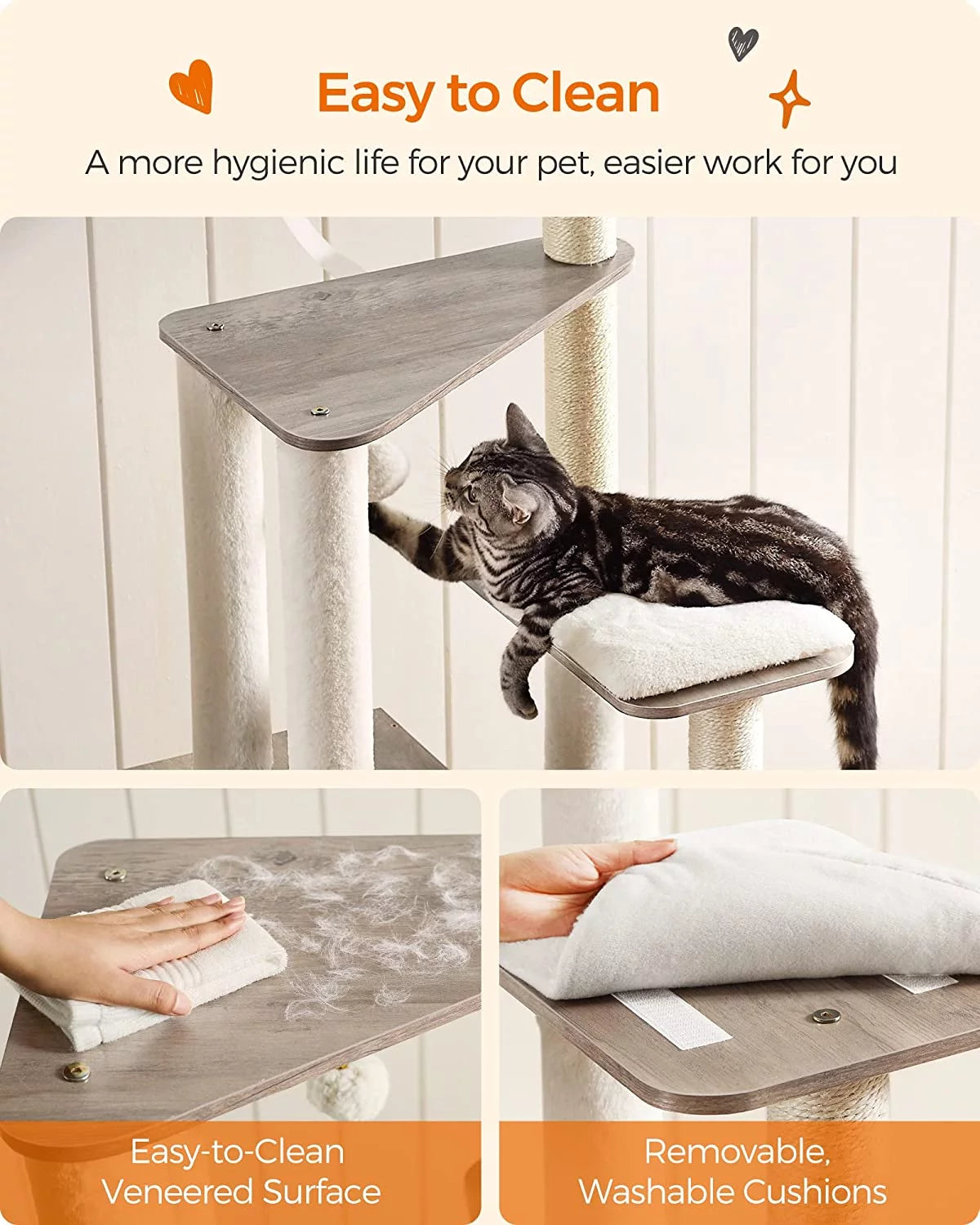 65-Inch Multi-Level Cat Tree with 5 Scratching Posts J613508