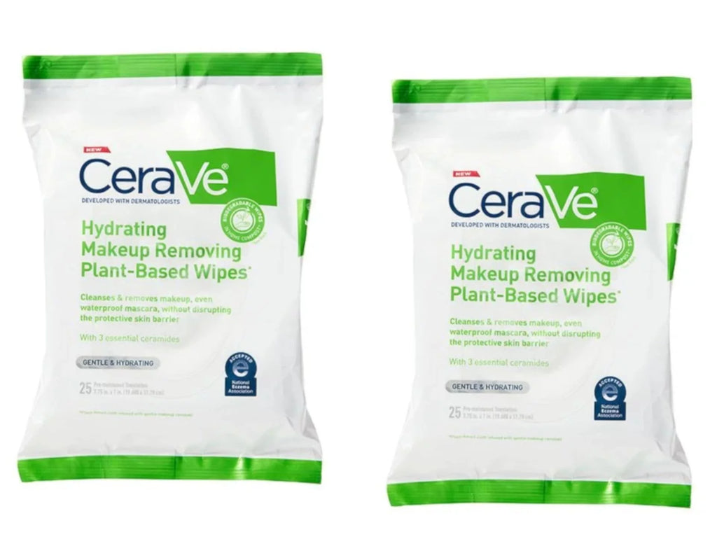 Hydrating Makeup Removing Plant-Based Wipes 25 Count Pack Of 2 S836
