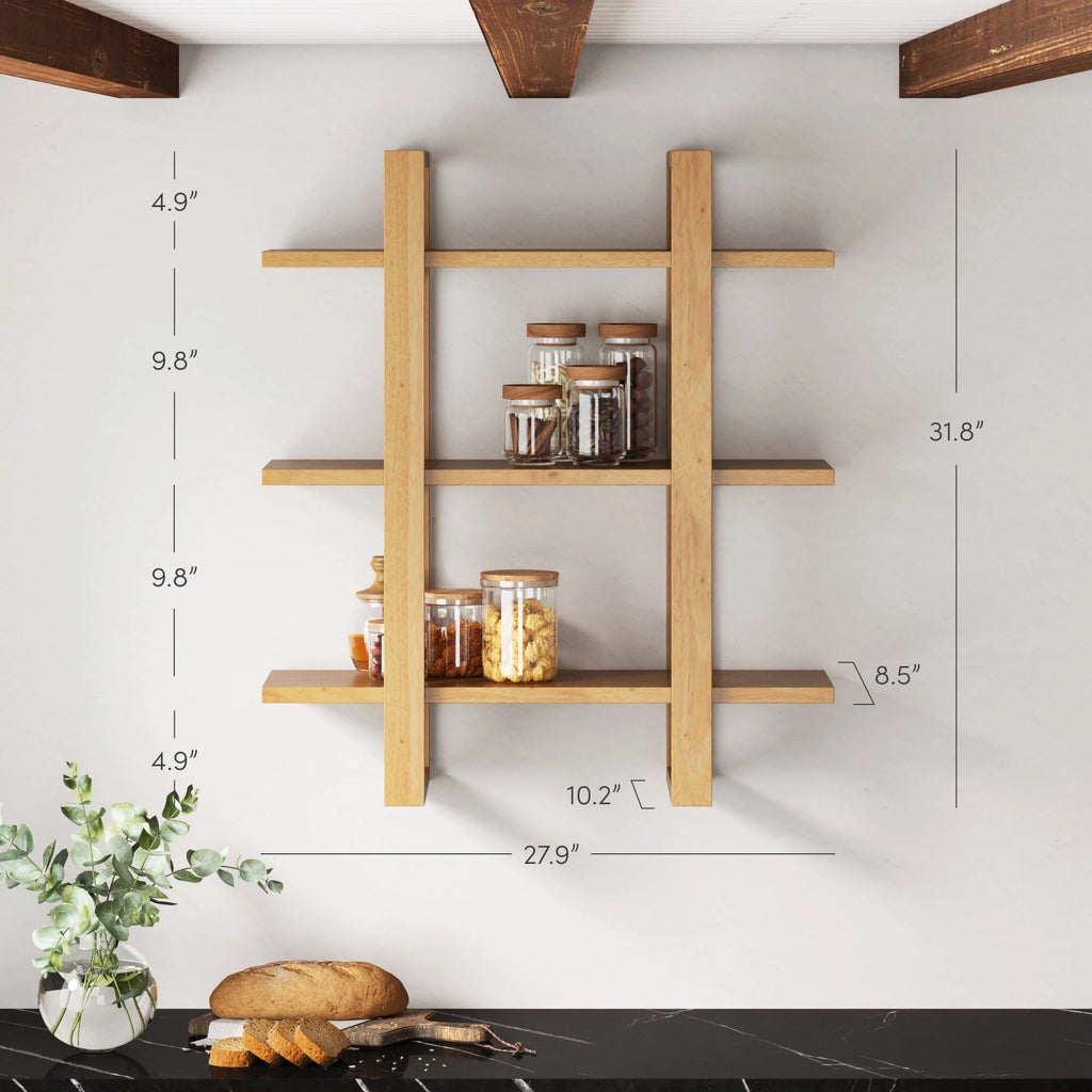 3-Tier Solid Wood Wall Book Shelves G85940