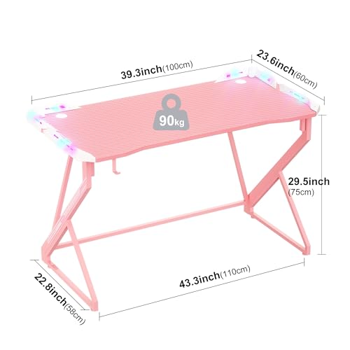 Black 40 Inch Gaming Desk R9491