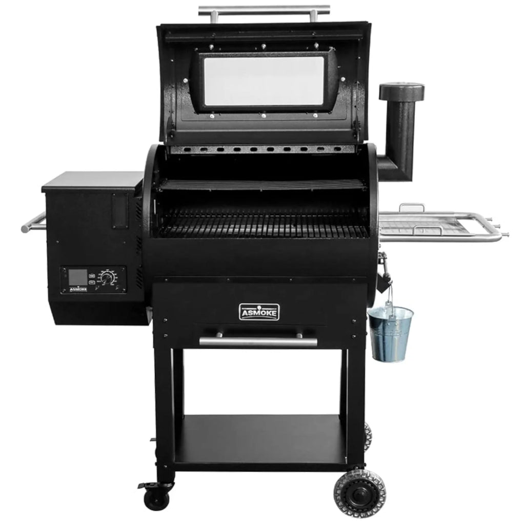 Wood Pellet Grill Smoker with View Window, 700 sq. in. Cooking Area, Black B657
