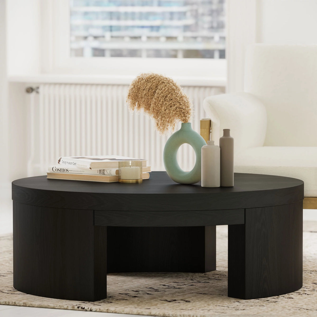 Round Black Coffee Table N248