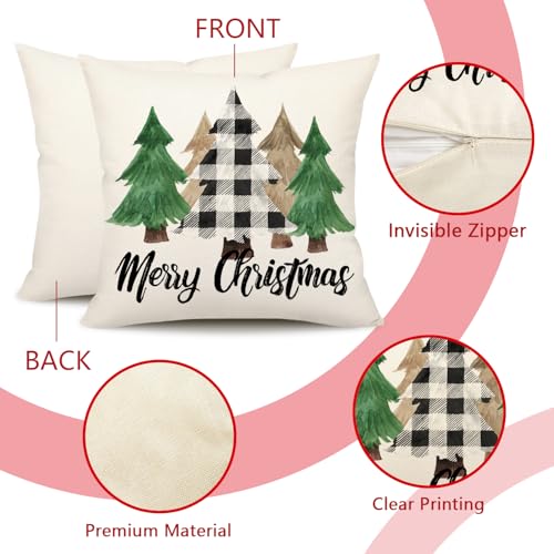 Buffalo Check 18x18 Set of 4 Red Black Throw Pillow Covers C467