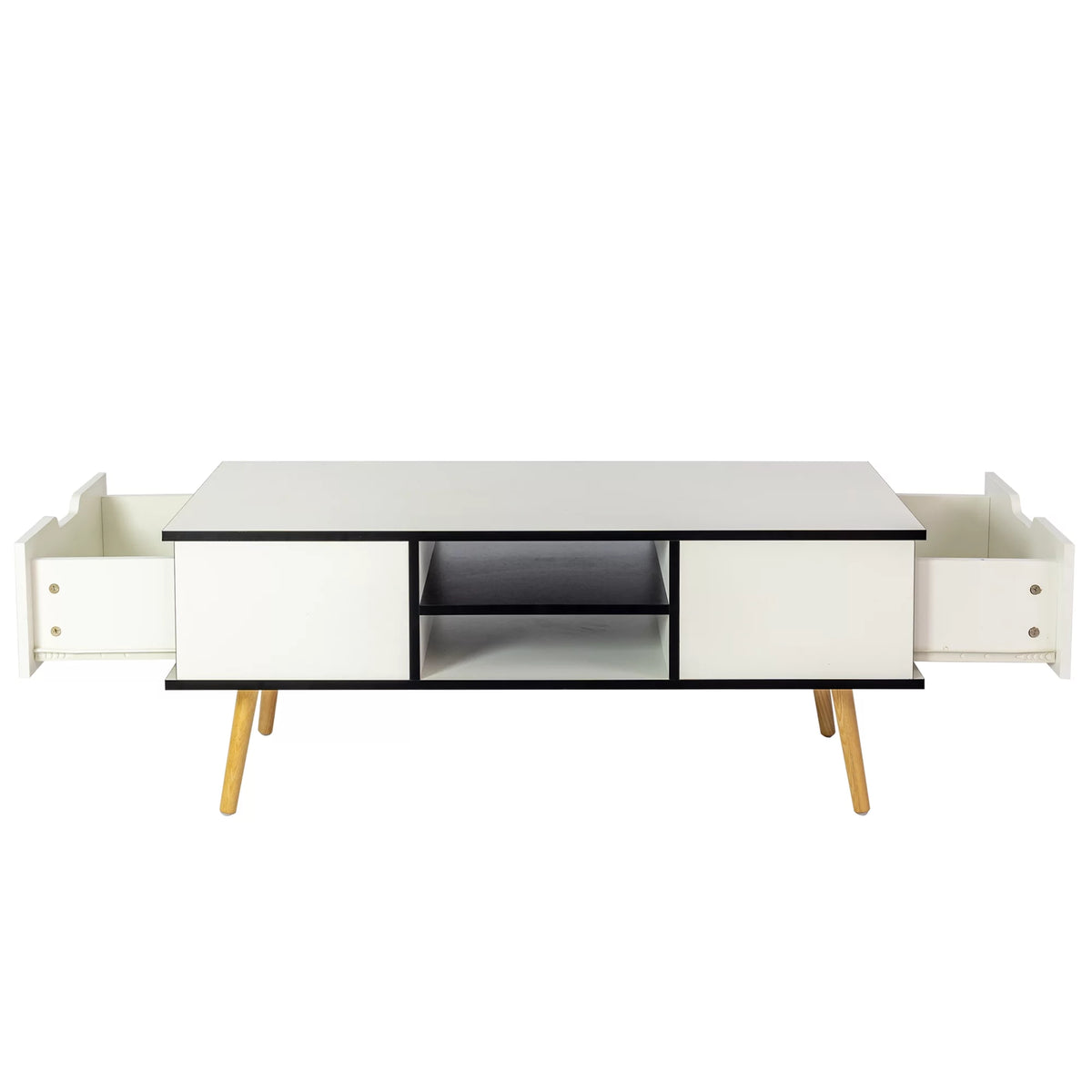 Modern Coffee Table with Storage Wooden Center Table, White F45411