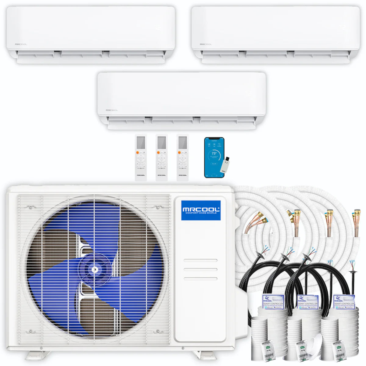 36,000 BTU 3 Zone Ductless Air Conditioner and Heat Pump with Install Kit D645