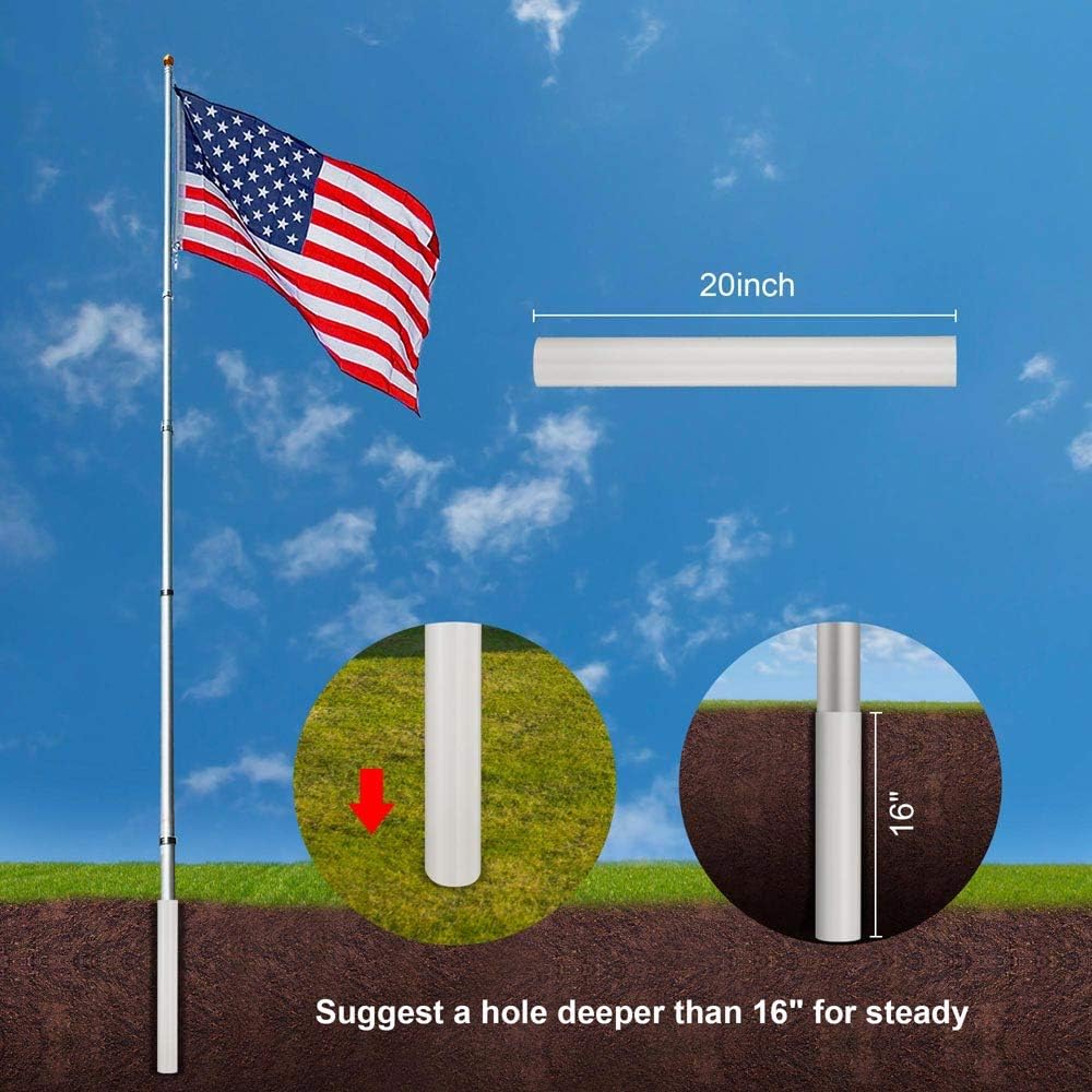 25FT Telescoping Aluminum Flagpole Kit Z664004