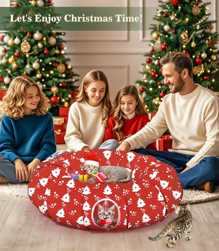 Cat Tunnel Christmas Sock with Bell Balls V70248