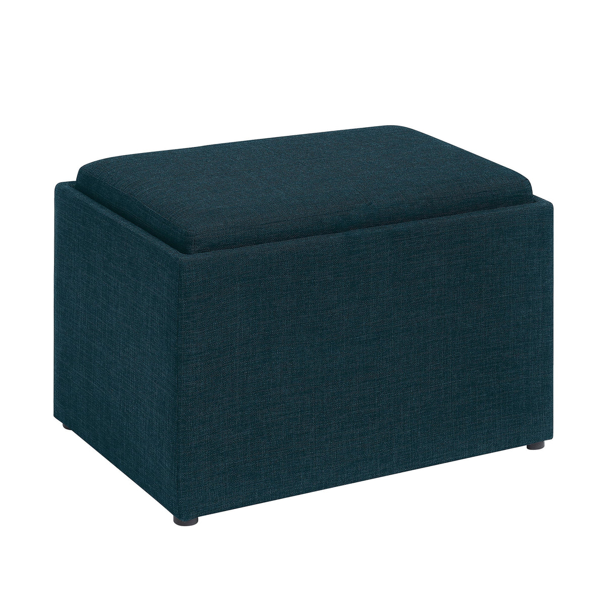 Dark Blue Fabric Storage Ottoman with Reversible Tray O428
