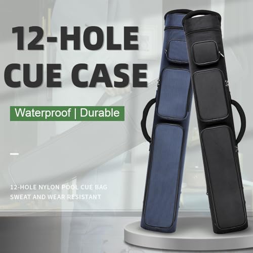 12-Hole Nylon Pool Cue Case, Black/Blue O60349