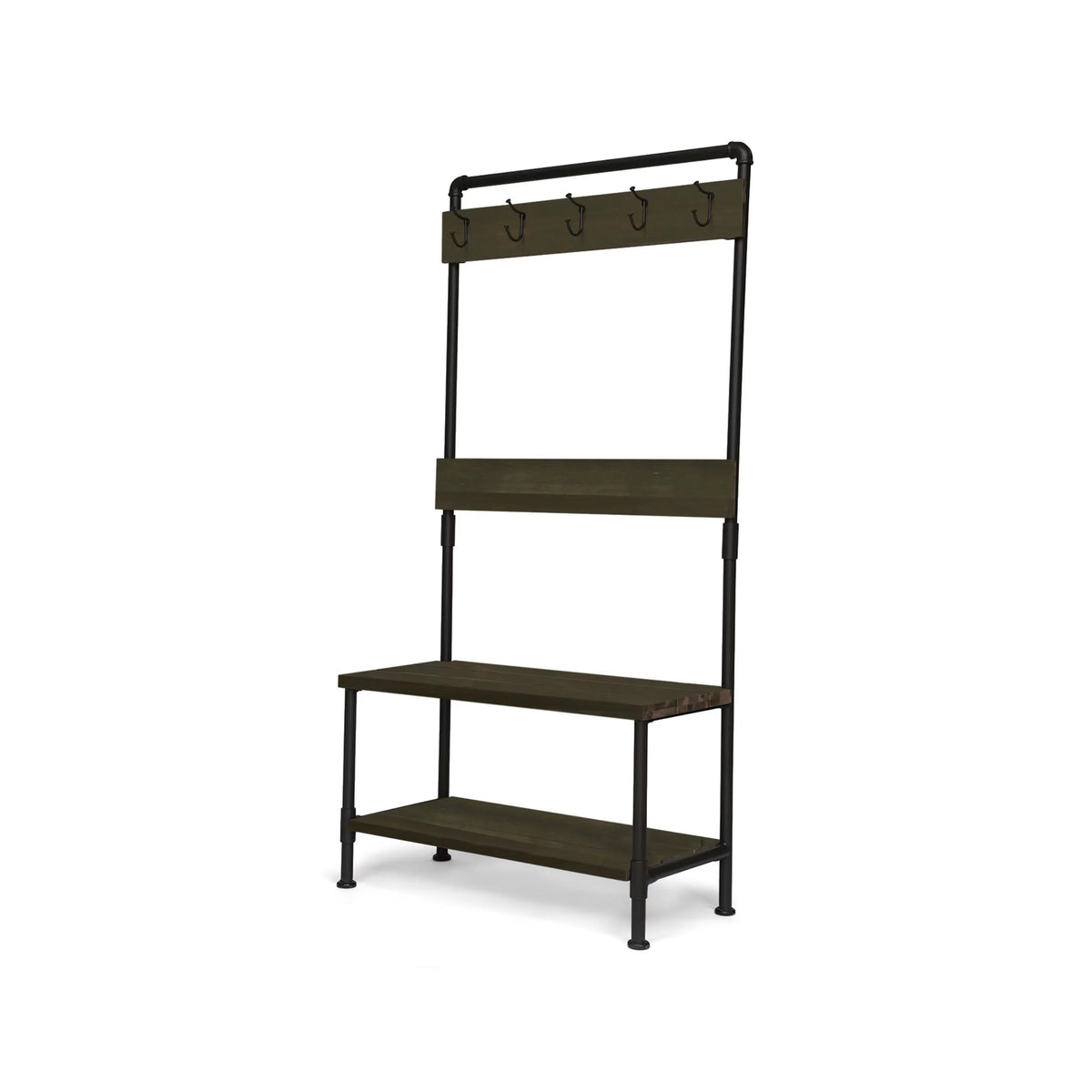 Acacia Wood Storage Bench and Coat Rack K70777