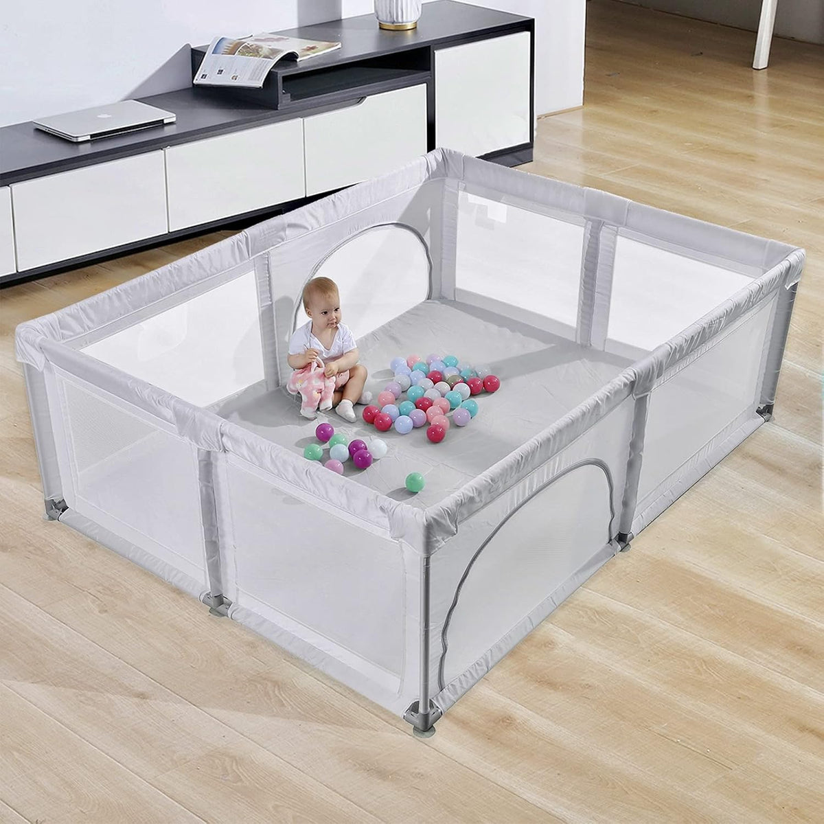 Extra Large Green Baby Playpen with Window Gates 79x59x27 Inches J191633