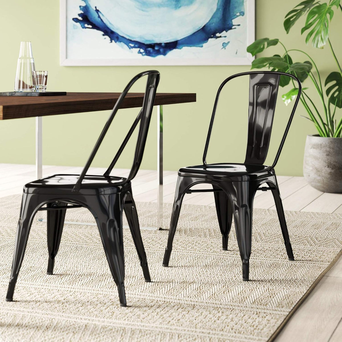 Stackable Metal Dining Chairs Set of 4 Red B339244