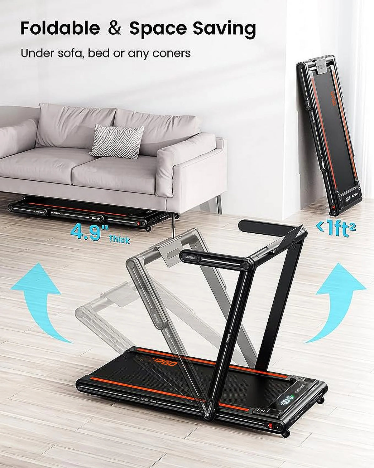 2.5HP Walking Pad Treadmill with Remote Control J52388