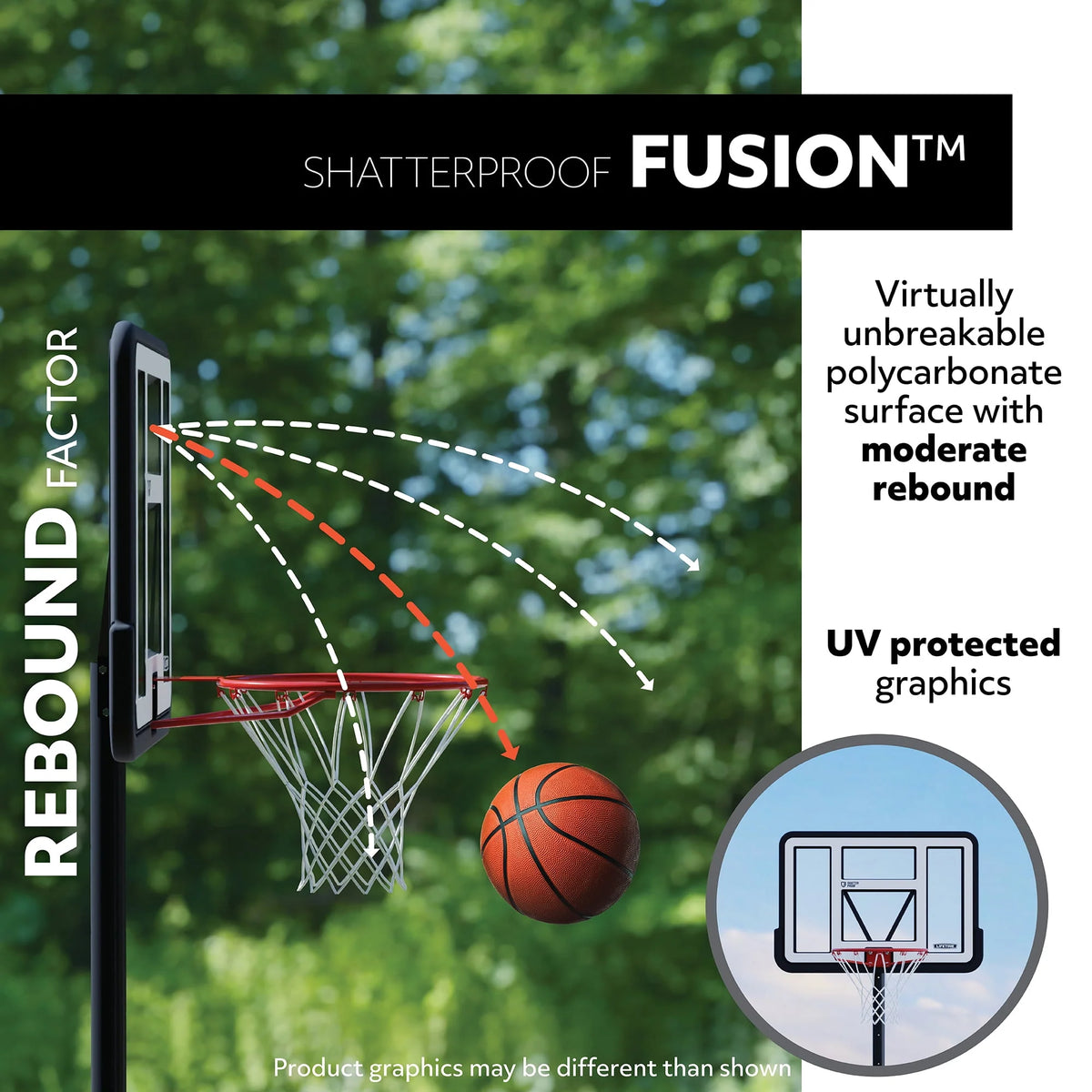 Adjustable Inground Basketball Hoop 44 inch Polycarbonate P567
